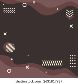 Coffee Tone Frame Template with Abstract Memphis Pattern for Event, Story, and Social Media Posts