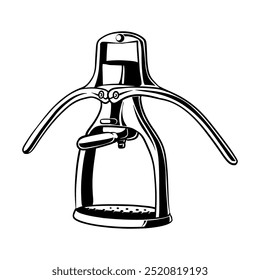 Coffee Tool Machine Vintage Design Hand Drawn Vector Art Illustration