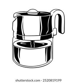 Máquina de café Design vintage Desenhado à mão Vetor Arte Ilustração