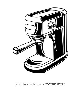 Coffee Tool Machine Vintage Design Hand Drawn Vector Art Illustration