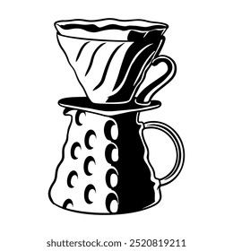 Coffee Tool Machine Vintage Design Hand Drawn Vector Art Illustration