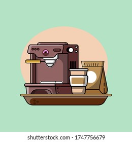 coffee tool set vector flat design