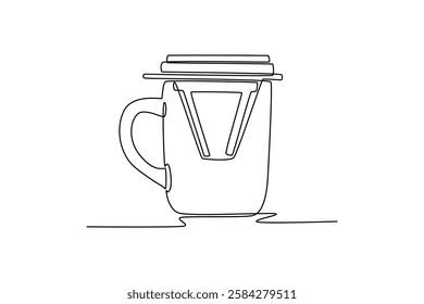 Coffee tools concept. Single line draw design vector graphic illustration.	