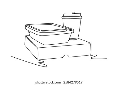 Coffee tools concept. Single line draw design vector graphic illustration.	