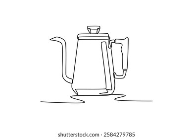 Coffee tools concept. Single line draw design vector graphic illustration.	