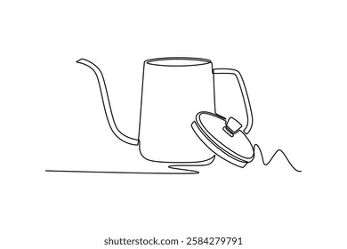 Coffee tools concept. Single line draw design vector graphic illustration.	