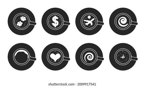 Coffee top vector realistic set icon. Vector illustration cup cappuccino on white background. Isolated realistic set icon coffee top .