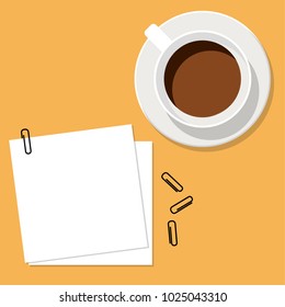 Coffee top view vector. free space for text. wallpaper. background.