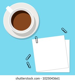Coffee top view vector. free space for text. wallpaper. background.