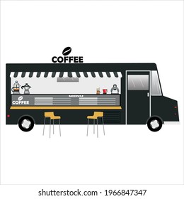 Coffee touring car illustration, For additional objects to your design, Flat vector design