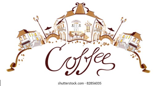 Coffee town with cafes