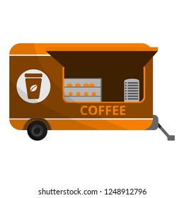 Coffee trailer icon. Cartoon of coffee trailer vector icon for web design isolated on white background