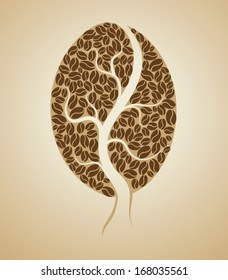 Coffee tree. Coffee bean