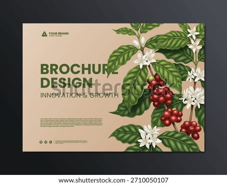 coffee tree and coffee fruit background brochure design illustration