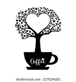 Coffee Tree of Heart Wall Interior Decor Background