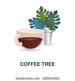 Coffee Tree icon. 3d illustration from coffee collection. Creative Coffee Tree 3d icon for web design, templates, infographics and more