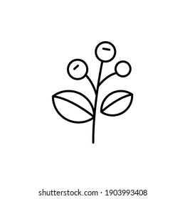 Coffee tree  icon in flat black line style, isolated on white 