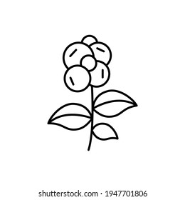 Kaffeebaumsymbol im flachen schwarzen Linienstil einzeln auf Weiß 