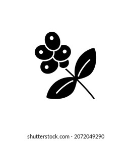 Coffee tree  icon  in solid black flat shape glyph icon, isolated on white background 