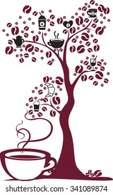 Coffee tree isolated on White background, vector design