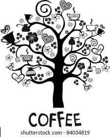 Coffee tree isolated on White background. Vector illustration
