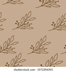 Coffee tree leaves pattern on brown background ,  Modern stylish abstract texture, Vector EPS 10