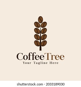 Coffee tree logo design concept vector