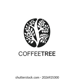 COFFEE TREE LOGO DESIGN IDEA VECTOR MONOGRAM BLACK AND WHITE COLOR