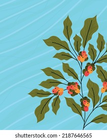 coffee tree poster over blue