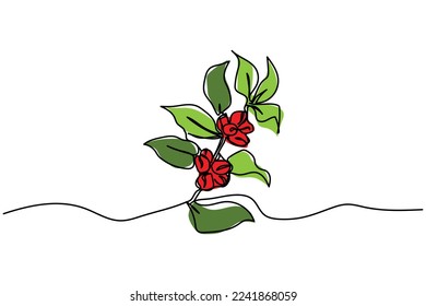 coffee tree single continuous line illustration vector design