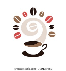 Coffee tree steam cup logo icon
