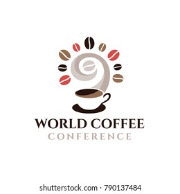 Coffee tree steam cup logo template