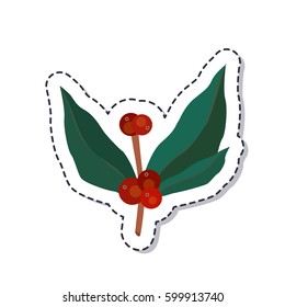 coffee tree, sticker. isolated on white background. vector illustration