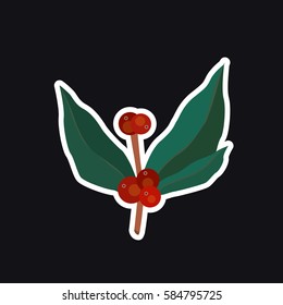 coffee tree, sticker. vector illustration