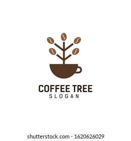 Coffee Tree Vector Logo Template, Company Coffee Tree Logo Design, Coffee Bean Logo Symbol 