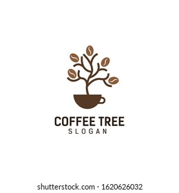 Coffee Tree Vector Logo Template, Company Coffee Tree Logo Design, Coffee Bean Logo Symbol 