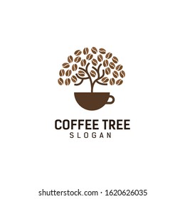 Coffee Tree Vector Logo Template, Company Coffee Tree Logo Design, Coffee Bean Logo Symbol 