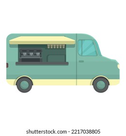 Coffee truck icon cartoon vector. Street market. Small shop