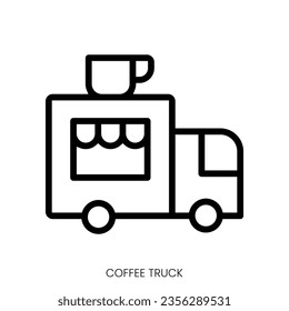 coffee truck icon. Line Art Style Design Isolated On White Background