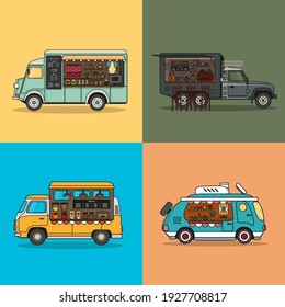 Coffee Truck illustration vector bundle 