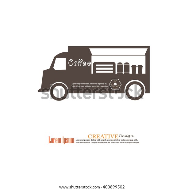 coffee truck.Mobile coffee shop\
concepts.vector\
illustration.