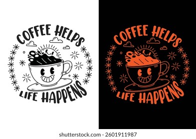 Coffee Tshirt Design Black And White