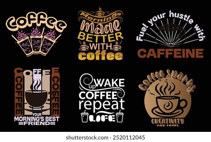 COFFEE T-SHIRT DESIGN BUNDEL vector