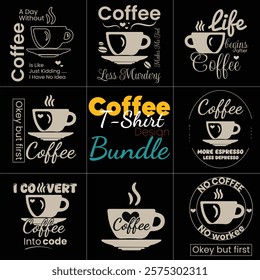 Coffee T-Shirt Design Bundle - Unique Stylish Templates