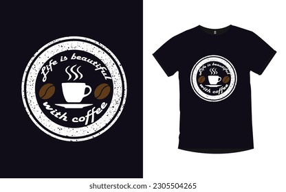 concepto de diseño de camiseta de café, círculo 