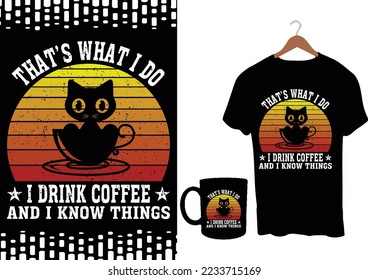 Tee-T-Shirt-Design, Kaffeekotelett mit Skizze, Café-Chalkboard-Designvorlage