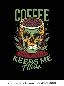 Coffee T-Shirt Design, Typography Coffee T-shirt vector, coffee tee