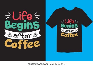 Coffee T-shirt Design typography vector. sunshine and coffee. Shirt design, T-shirt Design vector, café, black, cup, drink, quote, apparel