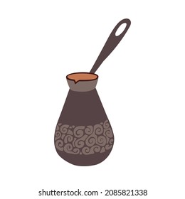 Coffee Turk. Cup for making coffee. Vector illustration for the menu of cafes and restaurants, shop, banner, advertising. Icon in a flat style on a white background.