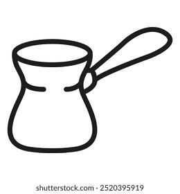 Café turk con una bebida. Cafetera. Cafetera. Jezve cafetera turca. Icono de boceto de Doodle. Ilustración vectorial.